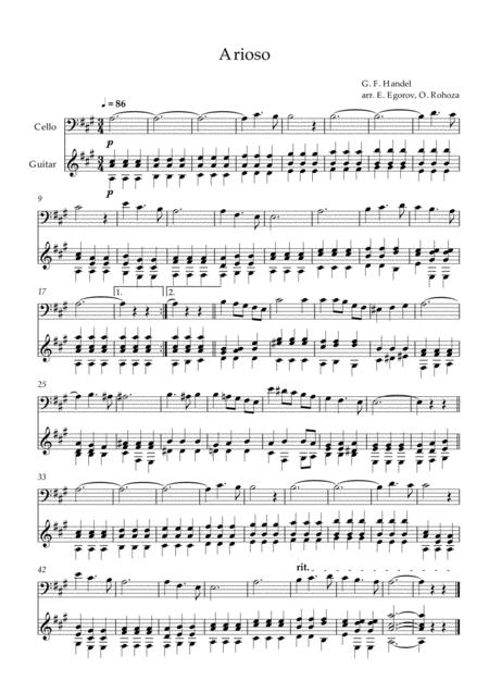 Arioso George Frideric Handel For Cello Guitar Sheet Music