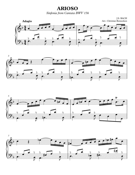 Arioso Sinfonia From Cantata Bwv 156 Sheet Music