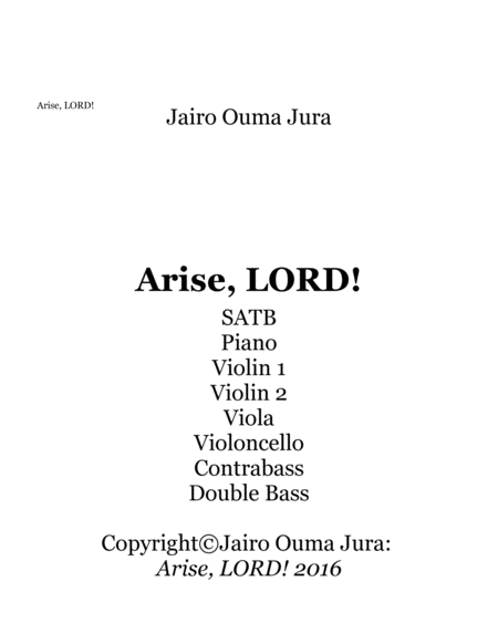 Arise Lord 2018 Chamber Music Contest Entry Sheet Music