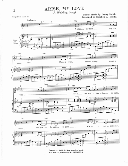 Free Sheet Music Arise My Love A Wedding Song