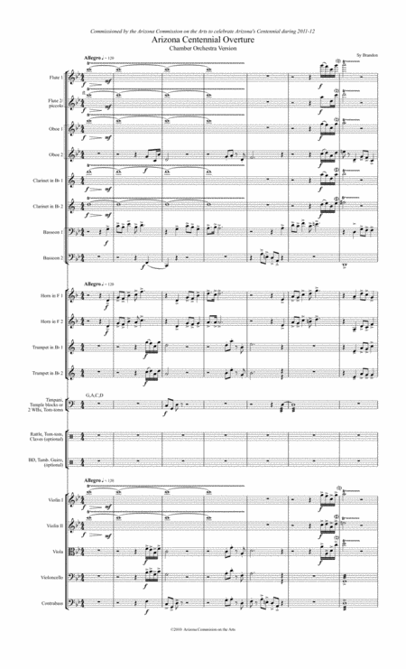 Arizona Centennial Overture Chamber Orchestra Version Sheet Music