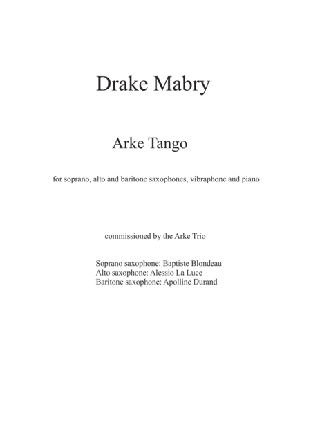 Arke Tango Score Sheet Music