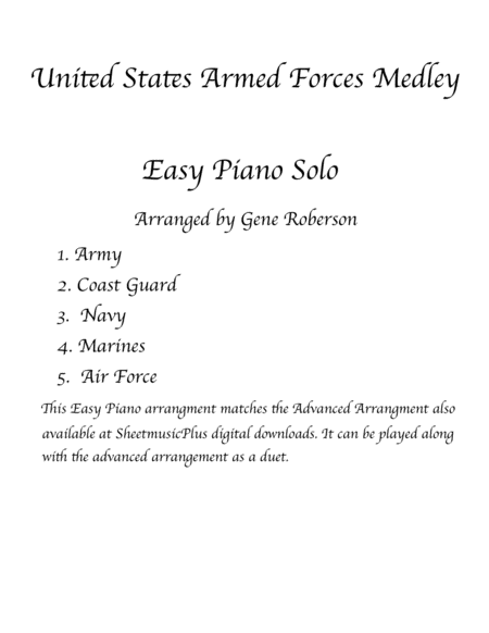 Free Sheet Music Armed Forces Medley Easy Piano