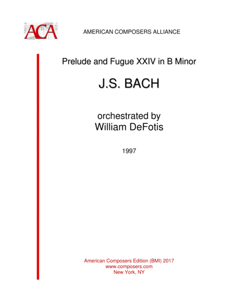 Free Sheet Music Arr Defotis Prelude And Fugue Xxiv In B Minor