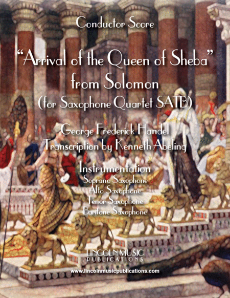 Arrival Of The Queen Of Sheba For Saxophone Quartet Satb Sheet Music