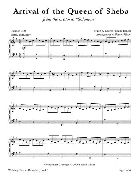 Free Sheet Music Arrival Of The Queen Of Sheba Piano Solo