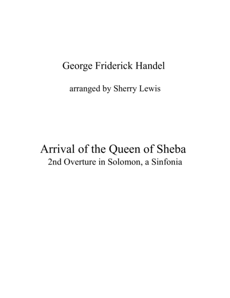 Arrival Of The Queen Of Sheba String Quartet For String Quartet Sheet Music