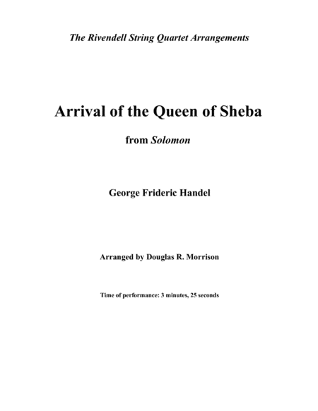 Free Sheet Music Arrival Of The Queen Of Sheba