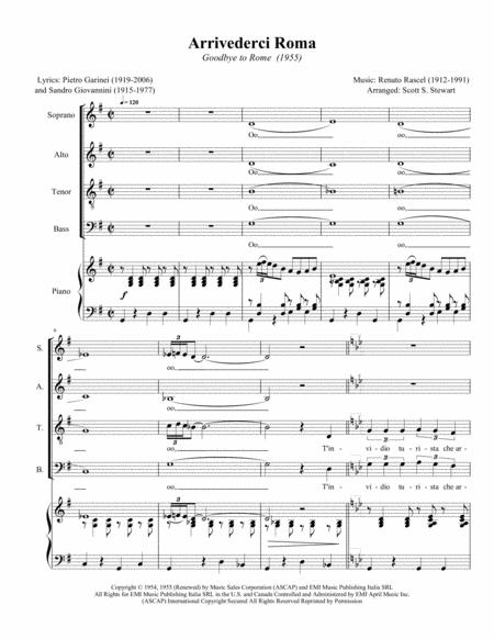 Free Sheet Music Arrivederci Roma Goodbye To Rome