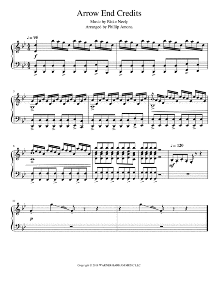 Free Sheet Music Arrow End Credits