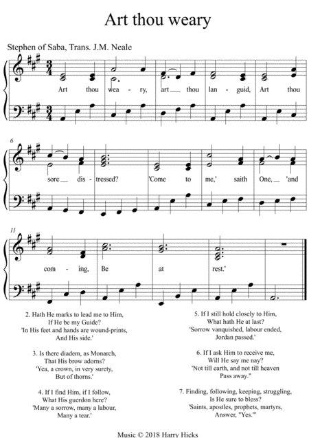 Art Thou Weary A New Tune To A Wonderful Old Hymn Sheet Music