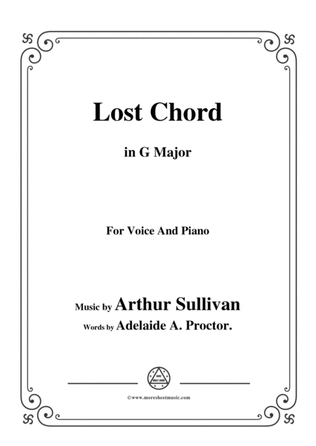 Arthur Sullivan Lost Chord In G Major For Voice And Piano Sheet Music