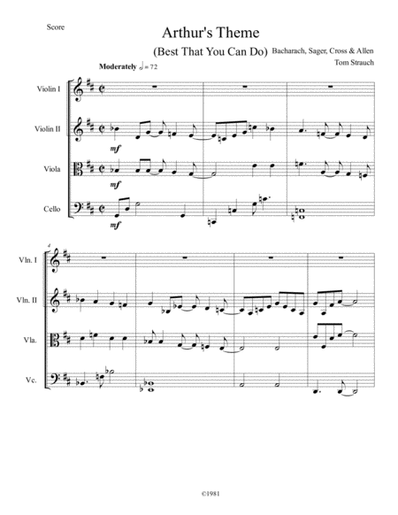 Free Sheet Music Arthurs Theme Best That You Can Do