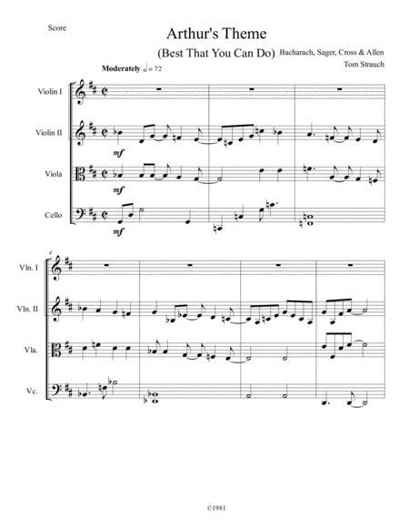 Arthurs Theme Best That You Can Do Sheet Music