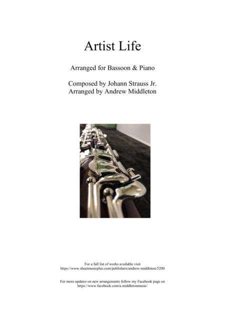 Artists Life Arranged For Bassoon And Piano Sheet Music