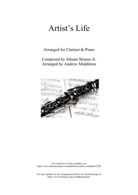 Artists Life Arranged For Clarinet And Piano Sheet Music