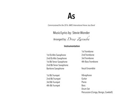 As Arr Drew Zaremba Sheet Music