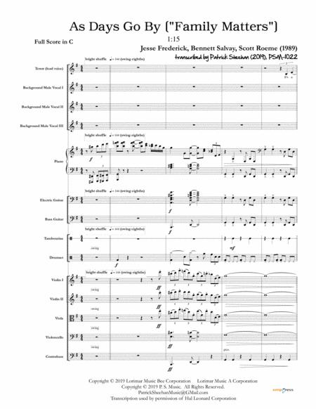 Free Sheet Music As Days Go By Family Matters Theme Full Score Set Of Parts
