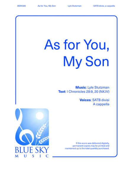 As For You My Son Sheet Music