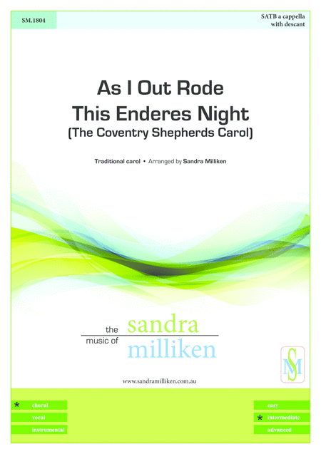 As I Out Rode This Enderes Night The Coventry Shepherds Carol Sheet Music