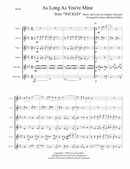 Free Sheet Music As Long As You Re Mine For Flute Choir