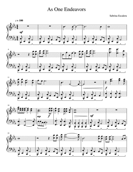 Free Sheet Music As One Endeavors