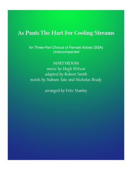 As Pants The Hart For Cooling Streams Ssa A Cappella Sheet Music