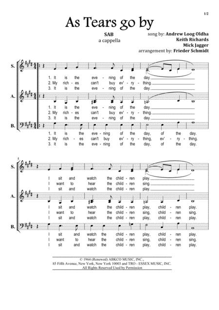 As Tears Go By Sab Sheet Music