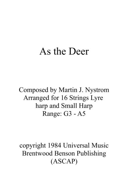 Free Sheet Music As The Deer Arranged For 16 Strings Lyre Harp And Small Harp