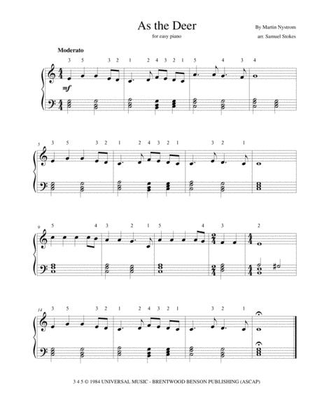 Free Sheet Music As The Deer For Easy Piano