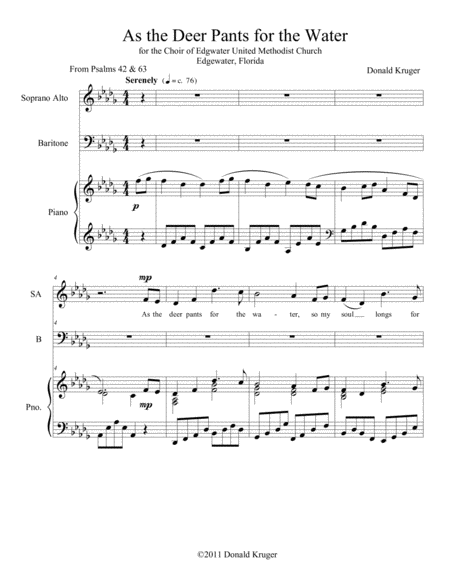 As The Deer Pants For The Water Sab Sheet Music