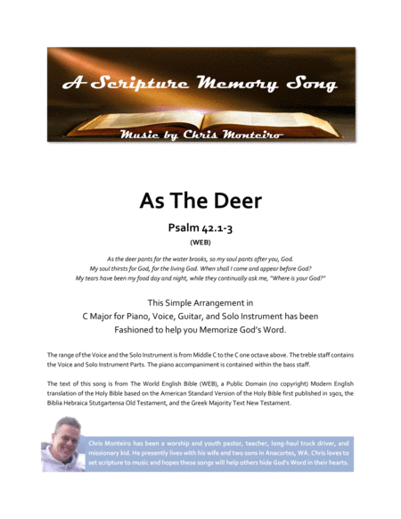 As The Deer Psalm 42 1 3 Web Sheet Music