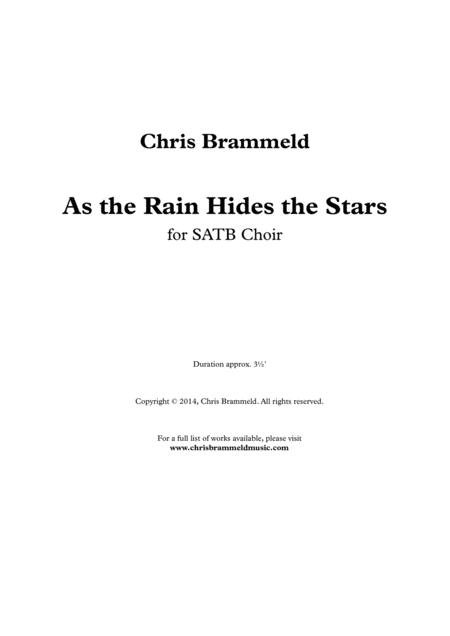 Free Sheet Music As The Rain Hides The Stars