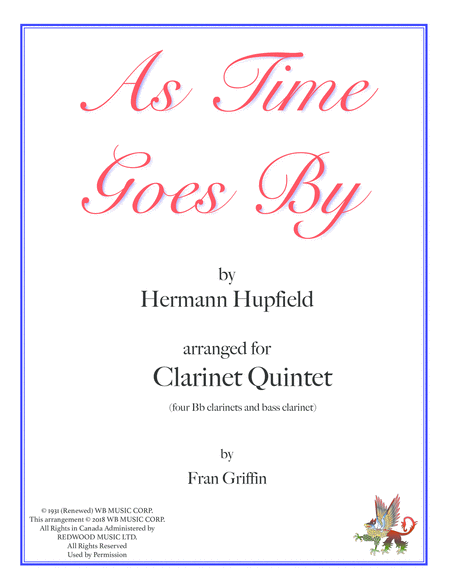 As Time Goes By Arranged For Clarinet Quintet Sheet Music