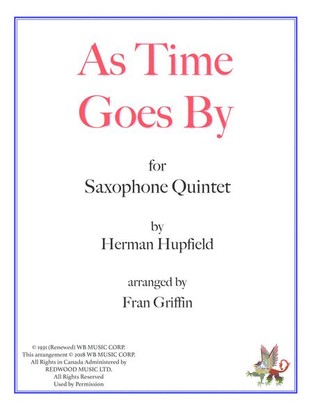 As Time Goes By Arranged For Saxophone Quintet Sheet Music