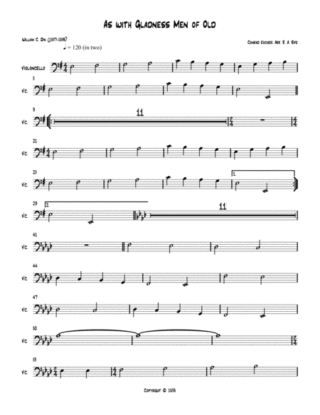 As With Gladness Men Of Old Cello Part Sheet Music