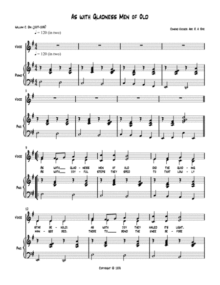 Free Sheet Music As With Gladness Men Of Old Piano Vocal