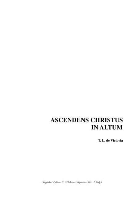 Ascendens Christum In Altum Fo Ssatb Choir De Victoria Sheet Music