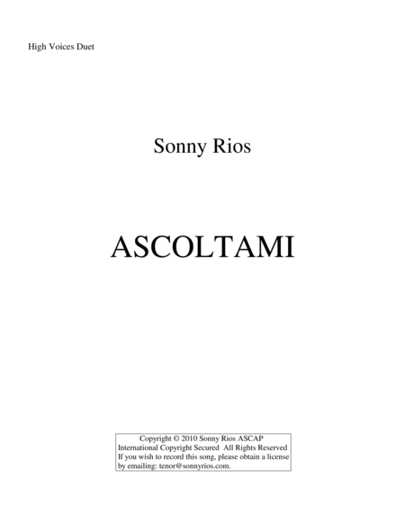 Ascoltami Sheet Music