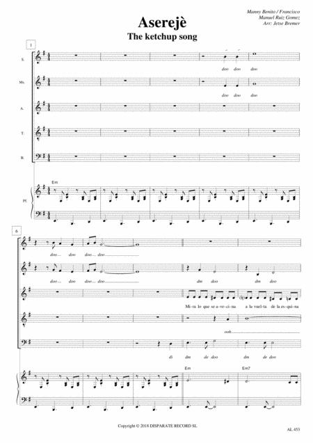 Asereje Ketchup Song Saatb Piano Sheet Music