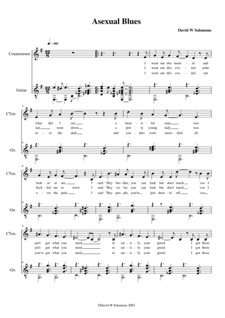 Free Sheet Music Asexual Blues Alto And Guitar