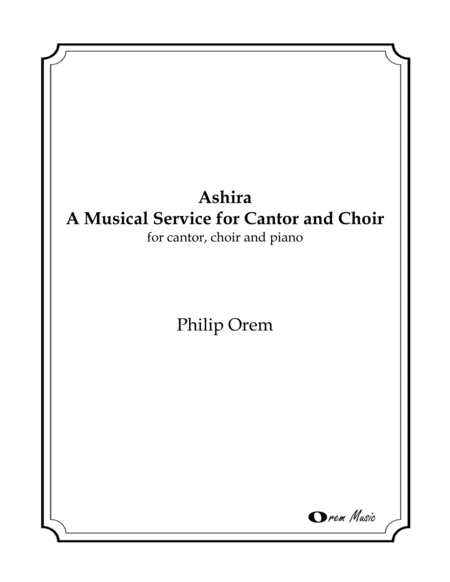 Ashira A Musical Service For Cantor And Choir Sheet Music