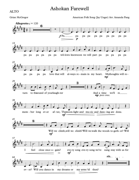 Ashokan Farewell Alto Sheet Music