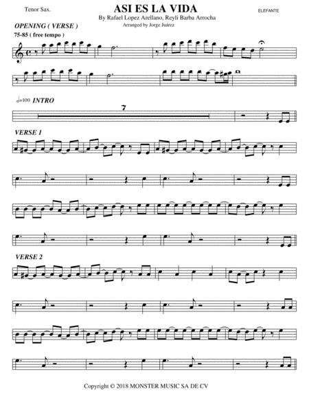 Free Sheet Music Asi Es La Vida Tenor Sax