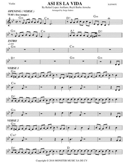 Asi Es La Vida Violin Sheet Music