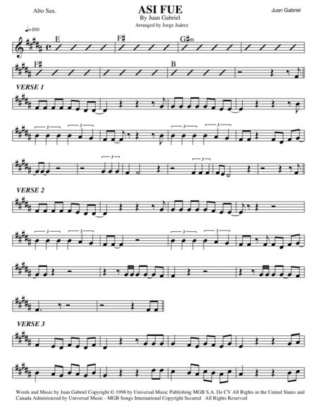 Asi Fue Alto Sax Sheet Music