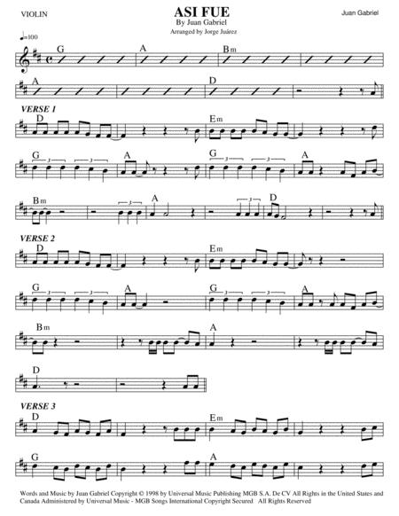 Asi Fue Violin Sheet Music