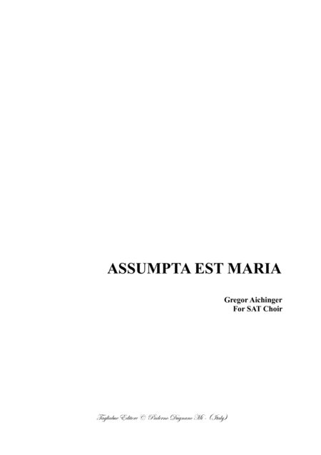 Assumpta Est Maria Aichinger For Sat Choir Sheet Music