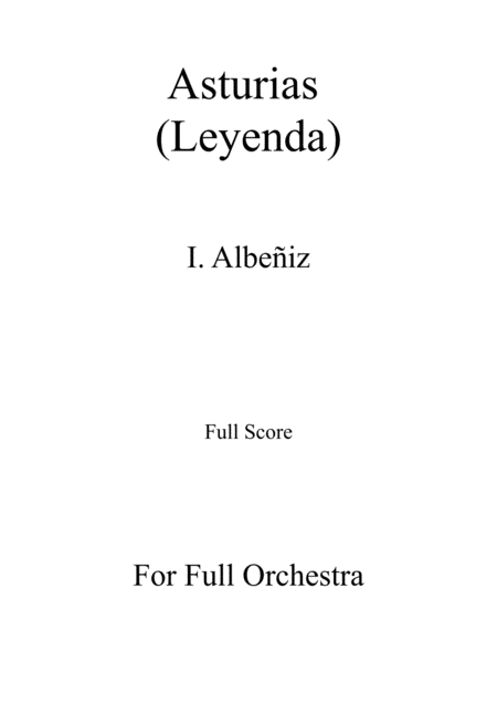 Asturias Leyenda I Albeiz For Full Orchestra Full Score Sheet Music