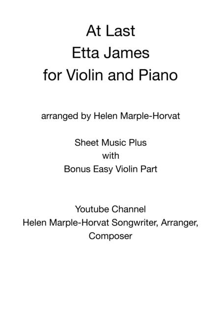At Last Etta James For Violin And Piano With Bonus Easy Violin Part Sheet Music